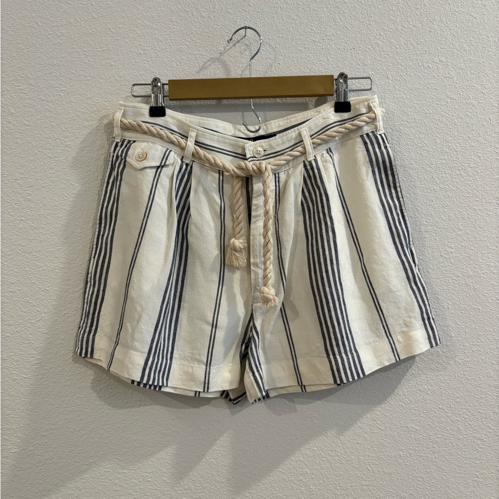 Polo by Ralph Lauren Navy and White Striped Linen Women's Shorts
